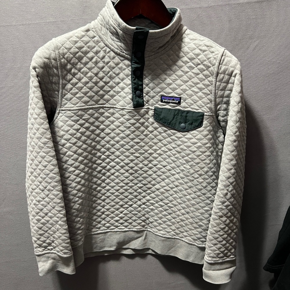Patagonia Organic Cotton Quilt Snap-T Pullover Grey Green Small 25371